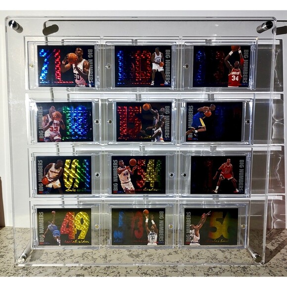 1994-95 Skybox NBA Hoops Big Numbers Cards Set of 12 with Acrylic Display - Picture 1 of 16